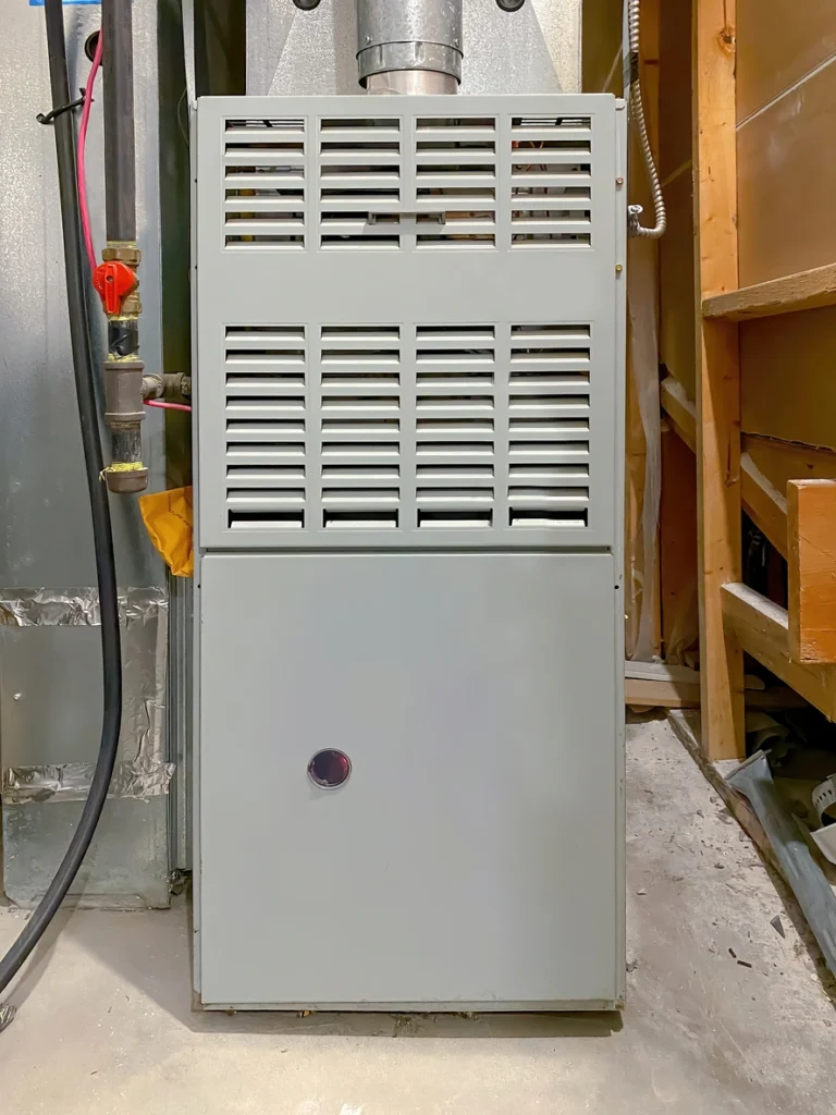 A Gas furnace Furnace. Concept: Furnace repairs.